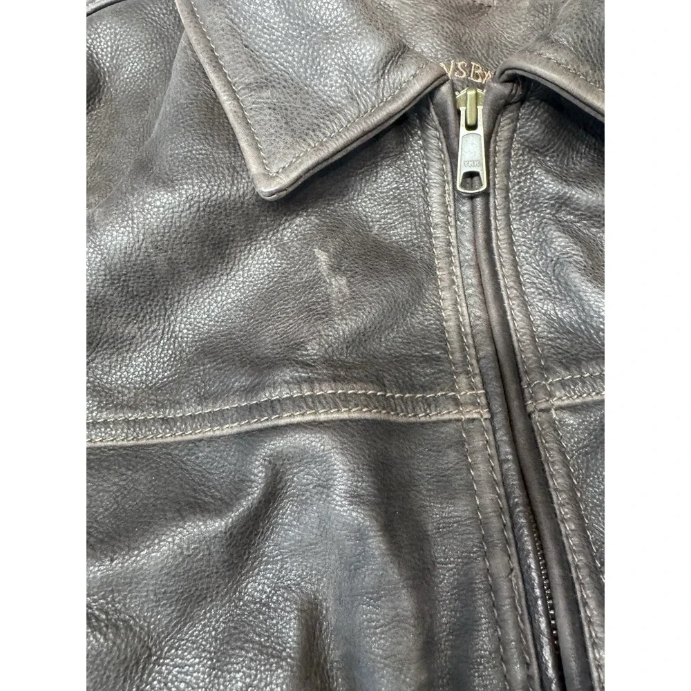 VTG 80s RARE St Johns Bay Brown Leather Jacket XL Flannel‎ Blanket Lined RN93677